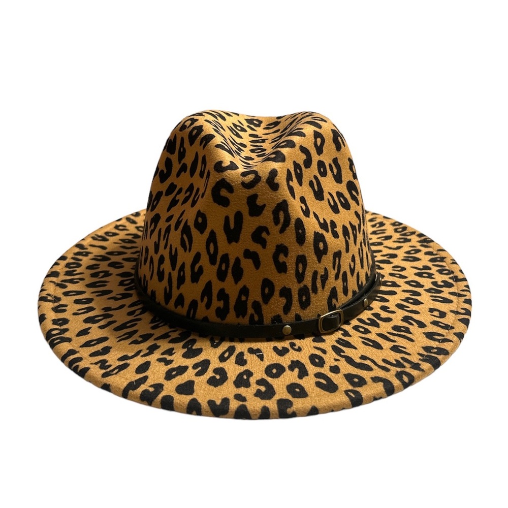 SOLD- Unisex Vintage Wide Brim Fedora Hat with Belt Buckle